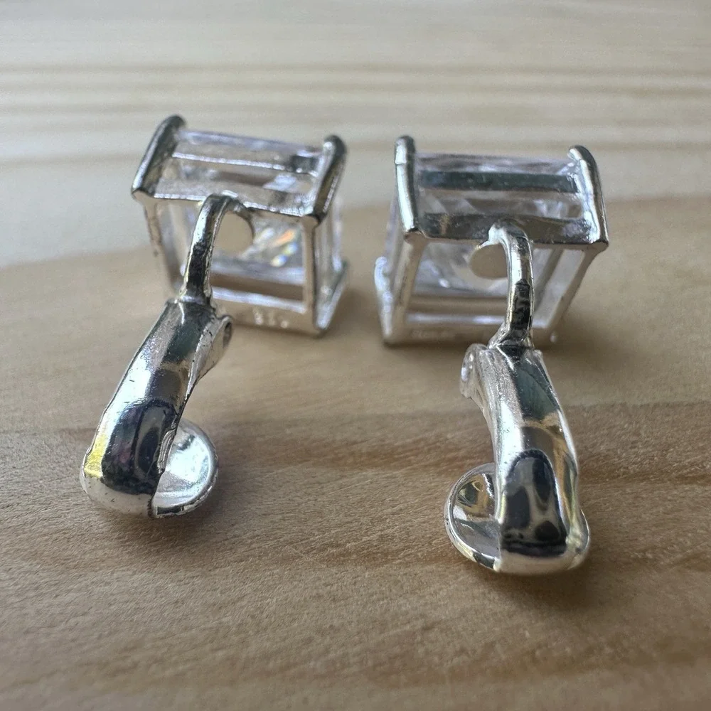 VTG MWS Mark Wasserman Samara Clip Earrings Cubic‎ Zirconia 925 Sterling 6.7g
